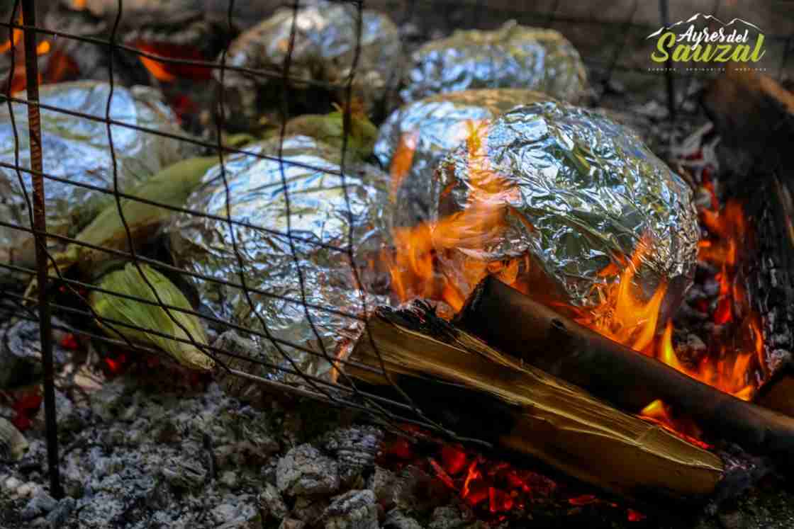 Asado campestre con fuego