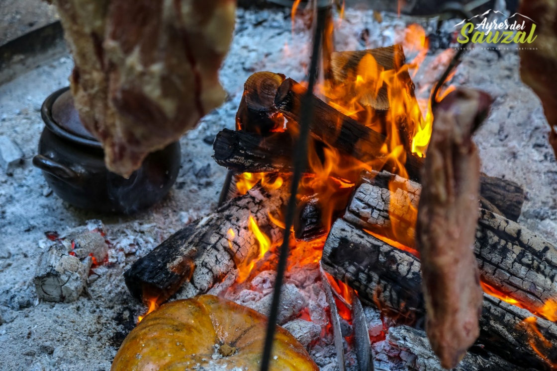 Fuego con llamas parrilla